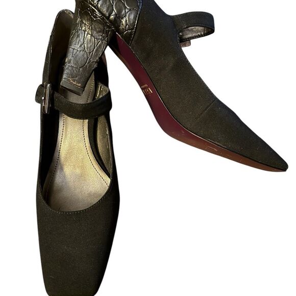 Victor Alfaro Preston Black Mary Jane High Heel Elegant Pump Square Toe Size 8 - Picture 7 of 7
